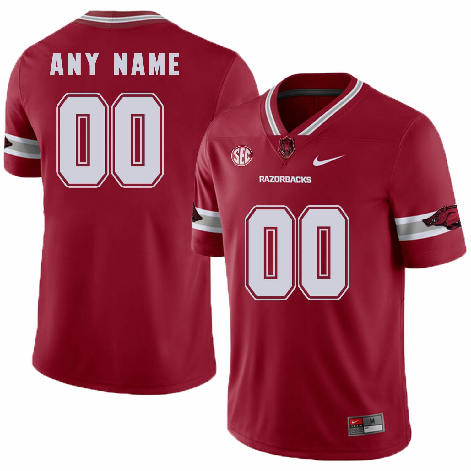 Arkansas Razorbacks Custom Name Number Football Jersey SEC Patch Red