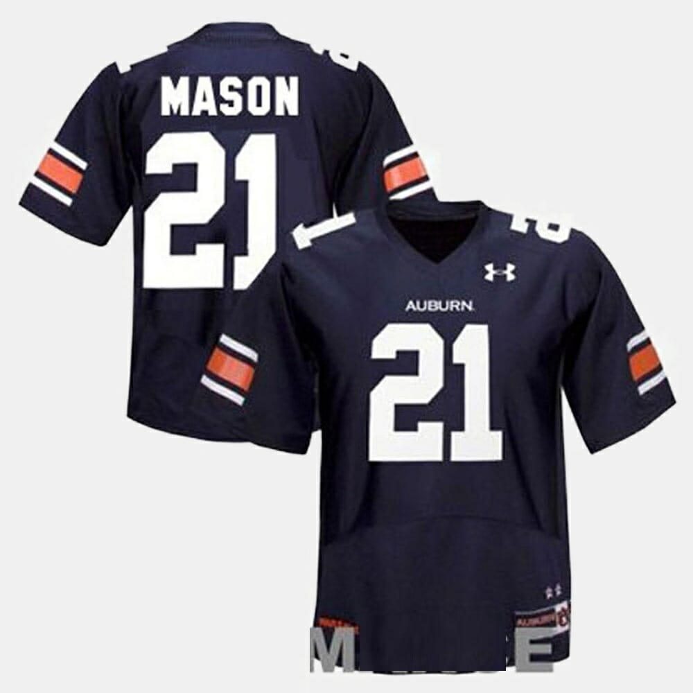 Auburn Tigers 21 Tre Mason College Football Blue Jersey Tee