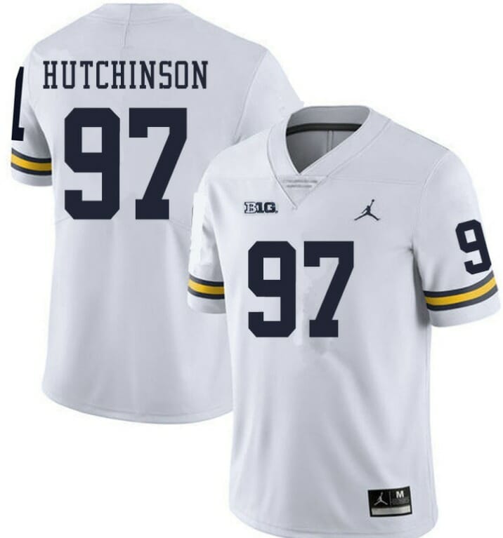Michigan Wolverines Jersey #97 Aidan Hutchinson White College Football