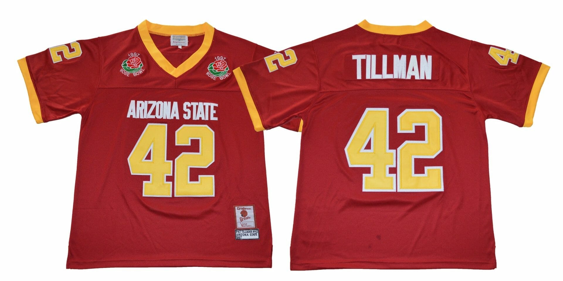 Arizona State Sun Devils #42 Pat Tillman NCAA Football Jersey Maroon 1997  Rose Bowl - Tee Fashion Star