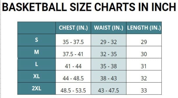 adidas basketball jersey size chart