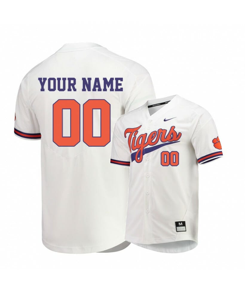 Clemson Tigers White Elite Custom College Baseball Jersey - Tee Fashion Star
