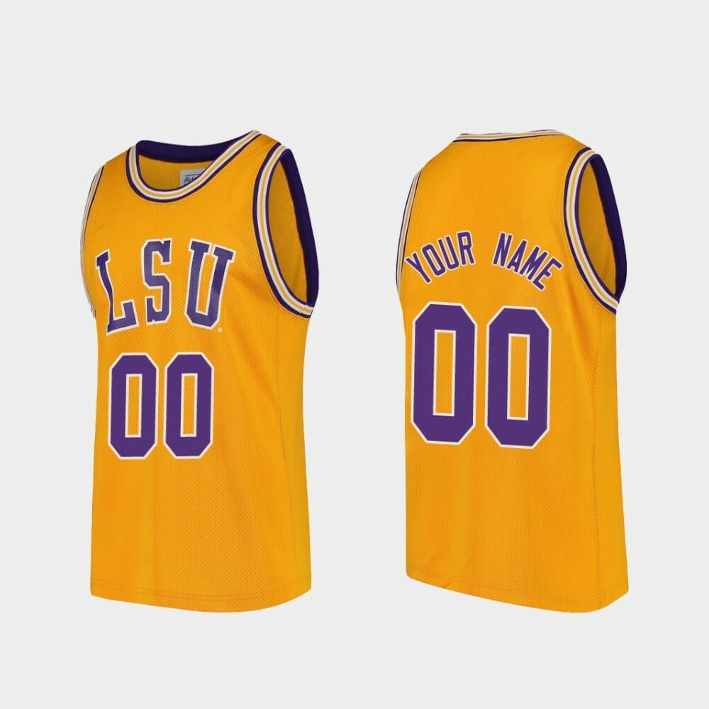 Custom LSU Tigers Basketball Jersey Name Number Gold Replica College
