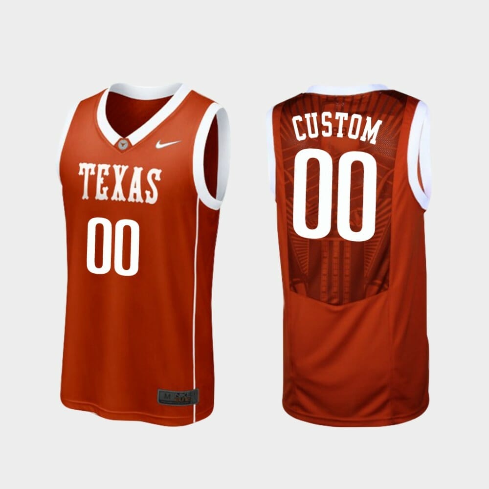 Custom NCAA Basketball Jerseys Name Number Texas Longhorns Burnt Orange Replica College Jersey