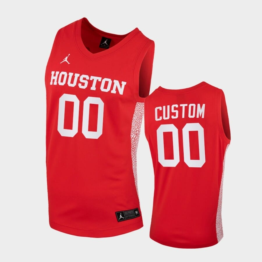 Custom College Basketball Jerseys Houston Cougars Jersey Name and Number Away Red