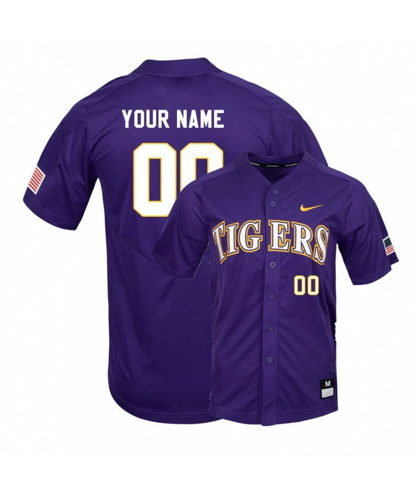 Custom LSU Tigers Baseball Jersey Purple Elite Name and Number College