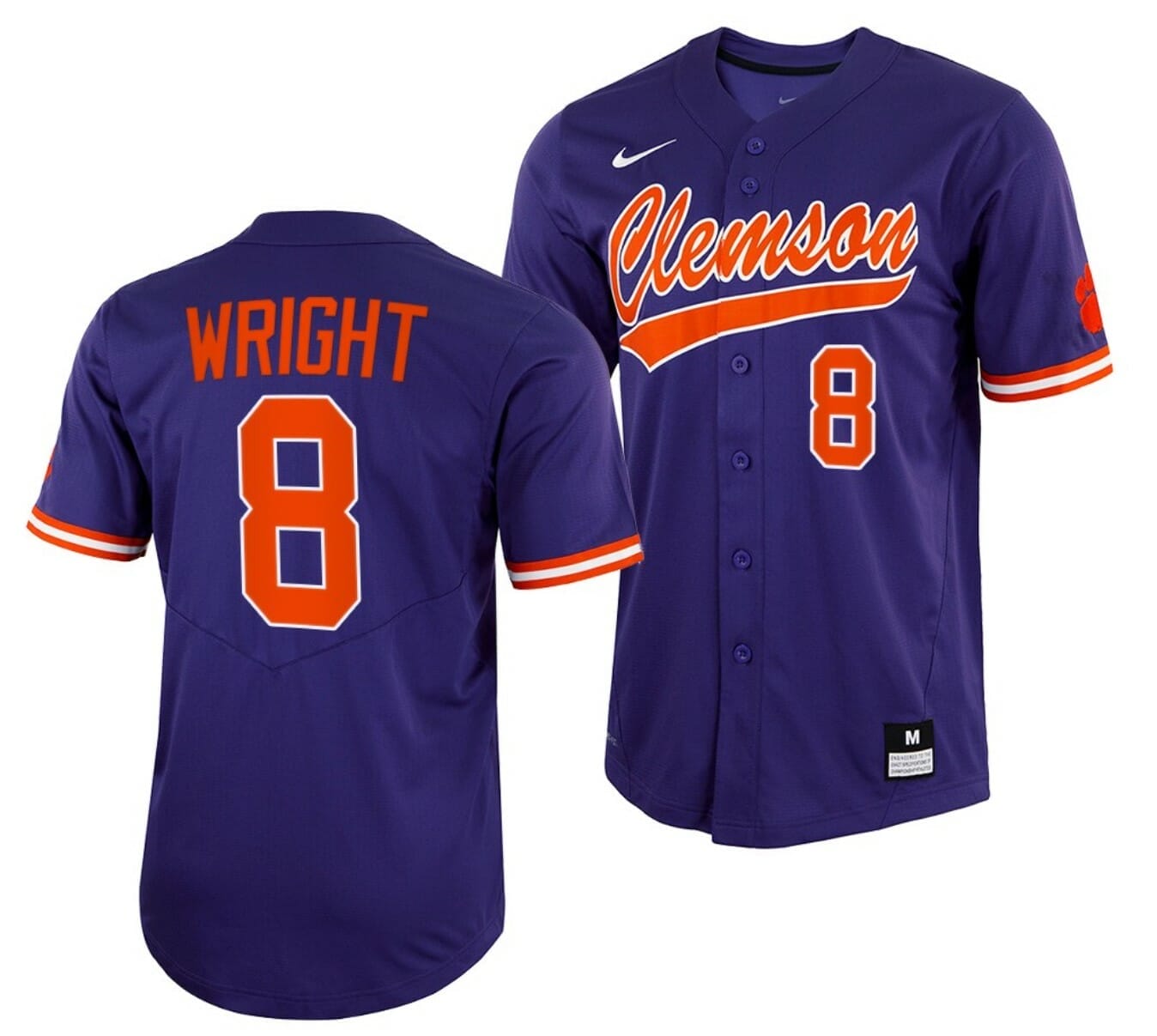 Clemson Tigers Jersey Custom Baseball Name and Number NCAA College White