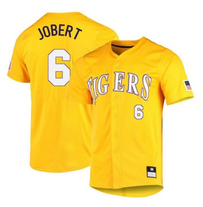 Brayden Jobert Jersey LSU Tigers Baseball NCAA College Yellow Alumni #6