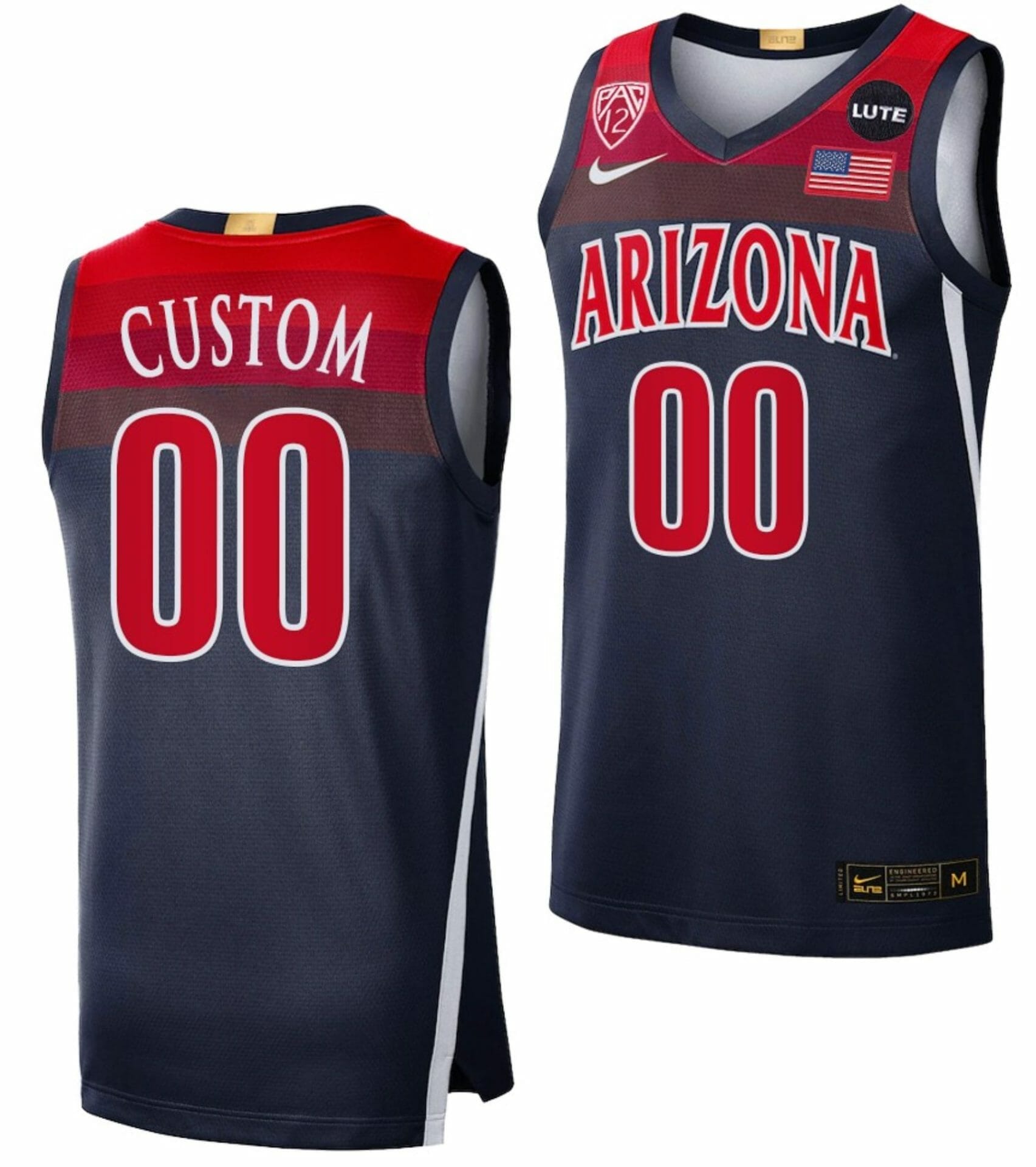 Arizona Wildcats Custom Jersey Name and Number College Basketball Limited Navy Elite