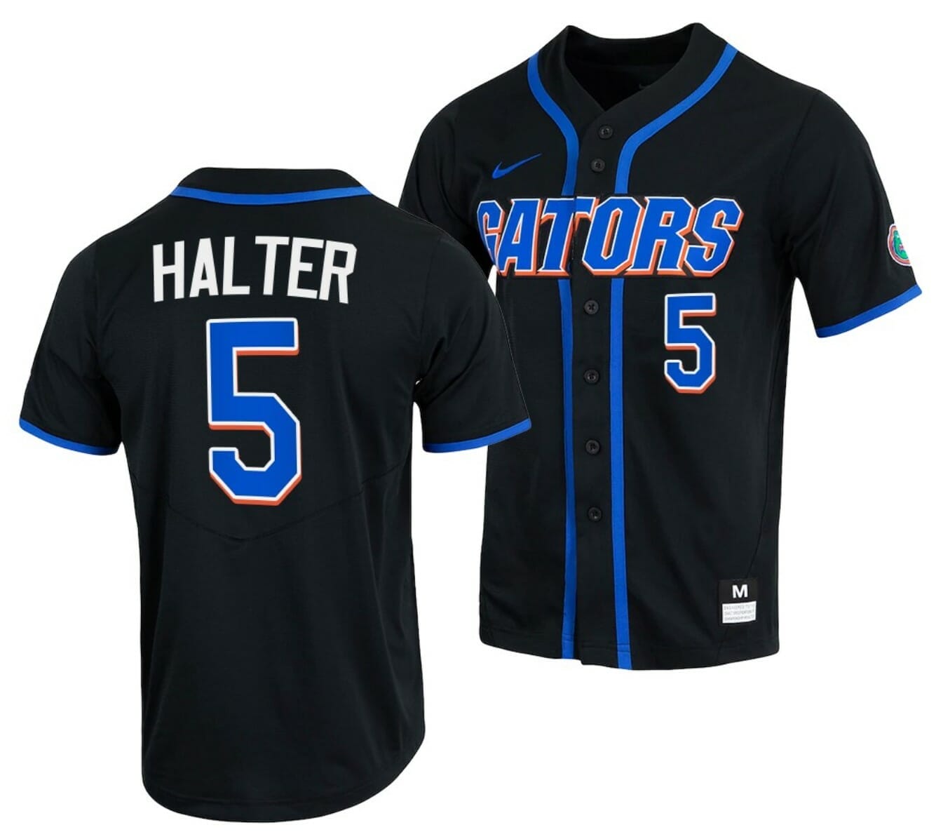 NCAA Baseball Jersey Colby Halter Florida Gators College Full-Button Black #5