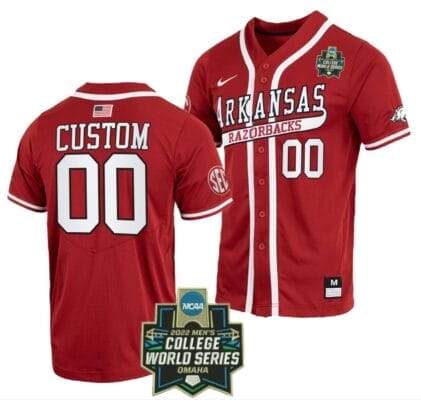 Arkansas Razorbacks Jersey Custom Name and Number Baseball NCAA 2022 College World Series Cardinal