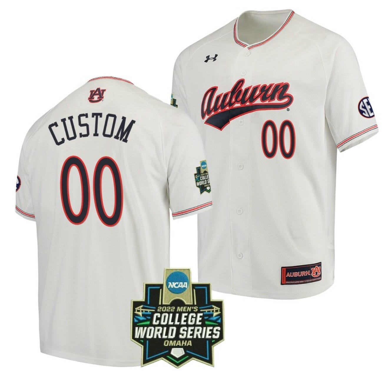 Auburn Tigers Jersey Custom Baseball Name and Number NCAA 2022 College World Series White