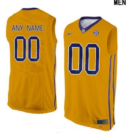 Custom LSU Tigers Basketball Jersey Name and Number College Elite Gold