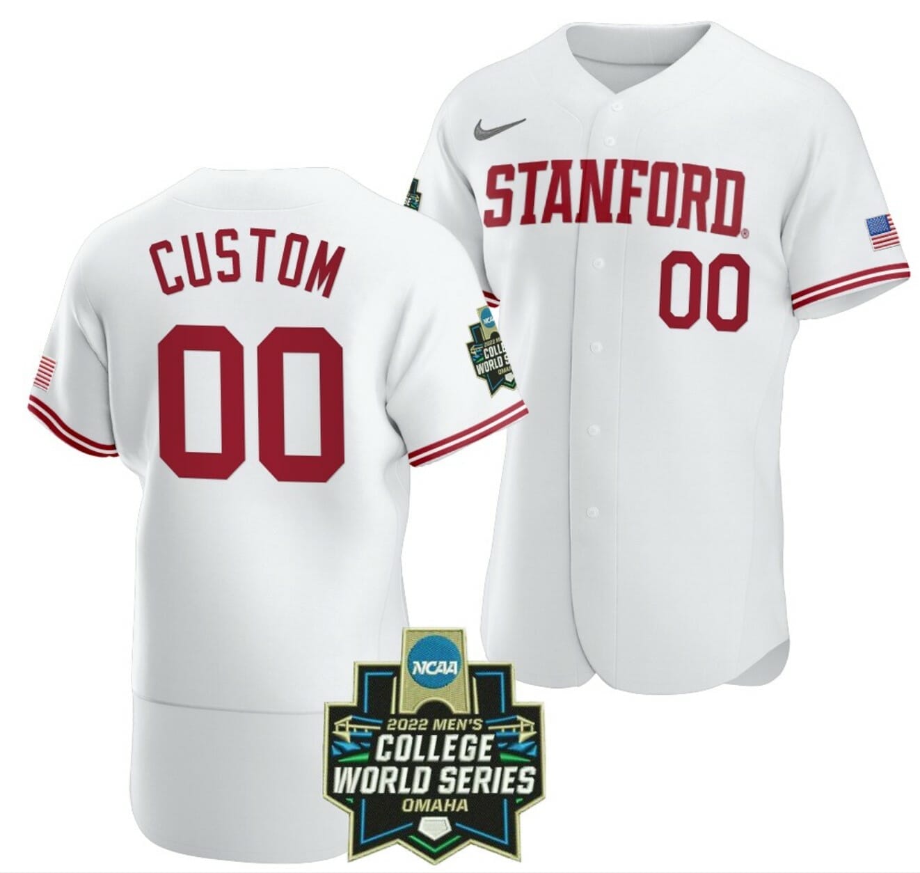 Custom NCAA Baseball Jerseys Stanford Cardinal Jersey Name and Number 2022 College World Series White