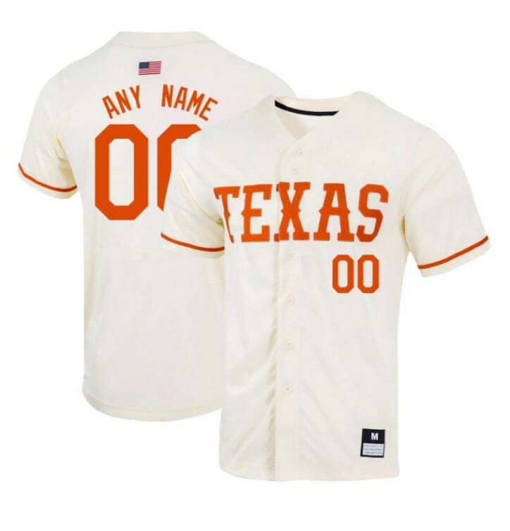 Custom NCAA Baseball Jerseys Texas Longhorns Jersey Name and Number College Natural