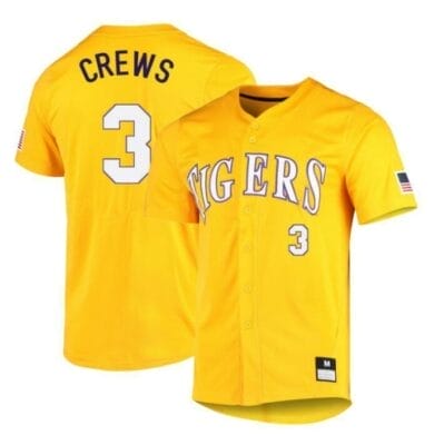 Dylan Crews Jersey LSU Tigers Baseball NCAA College Yellow Alumni #3
