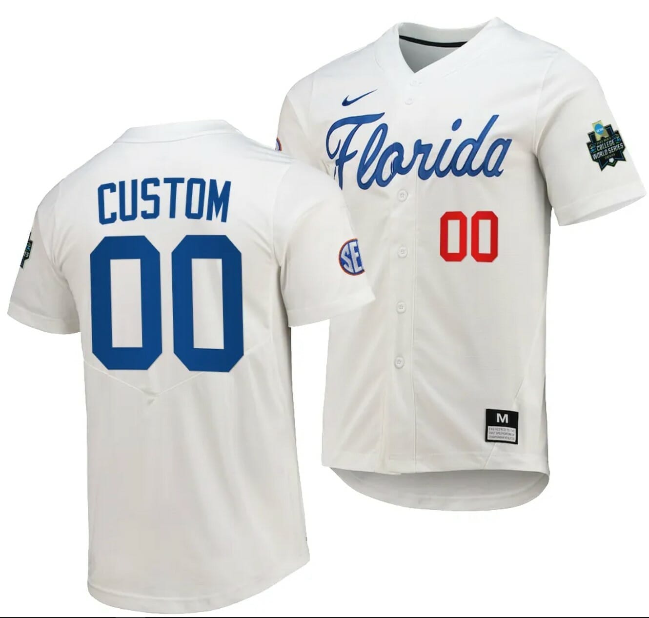 Custom Florida Gators Baseball Jersey Name and Number 2023 College World Series Replica White NCAA