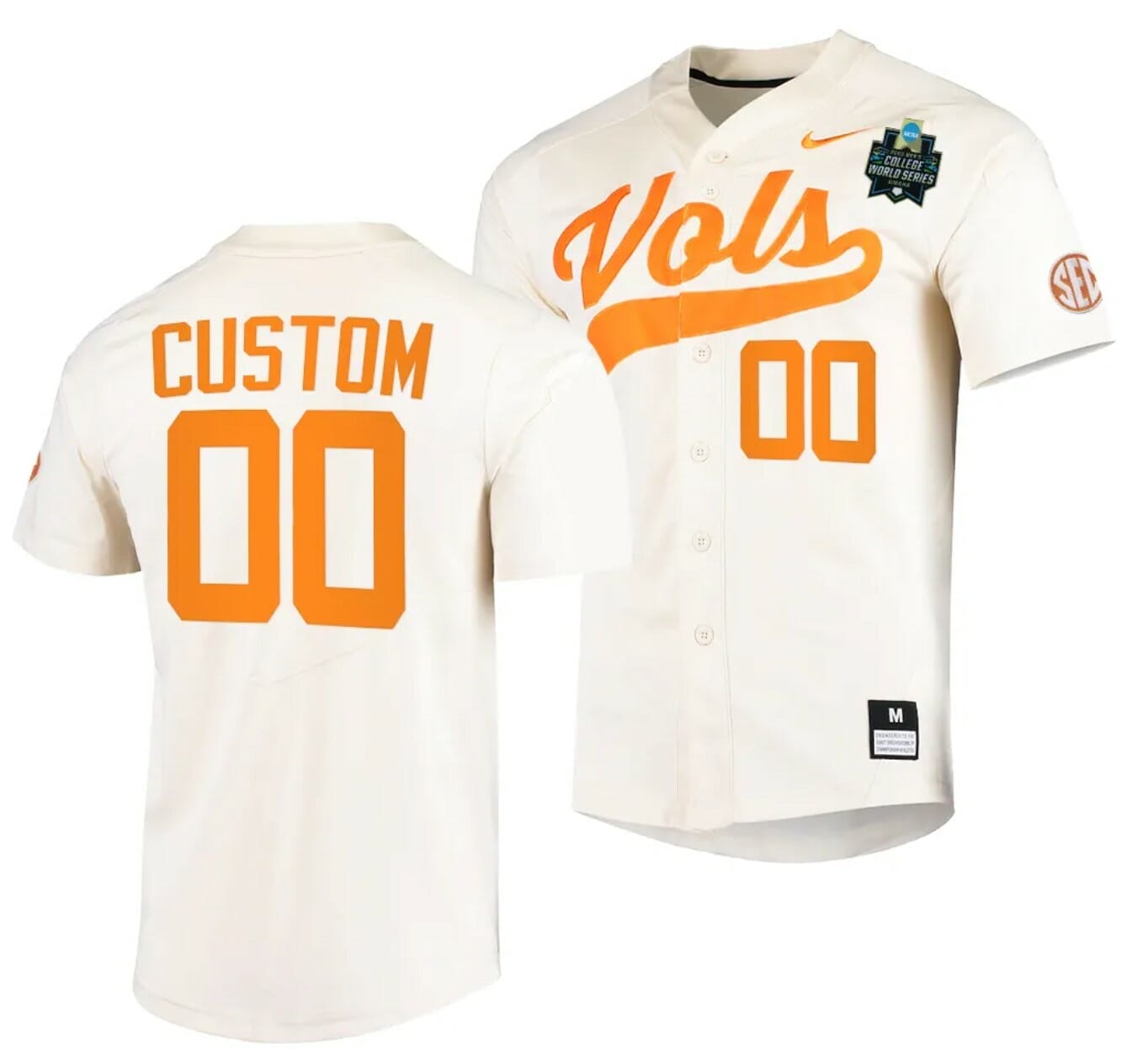 Custom NCAA Baseball Jerseys Tennessee Volunteers Jersey Name and Number 2023 College World Series Natural