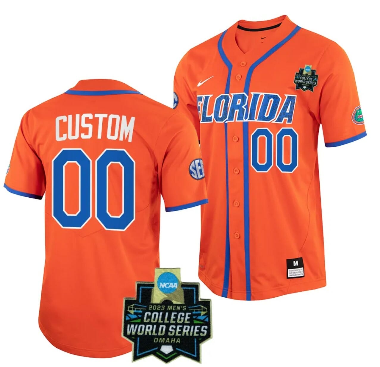 Custom Florida Gators Baseball Jersey NCAA 2023 College World Series Name and Number Orange