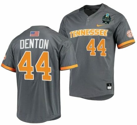 NCAA Baseball Jersey Zane Denton Tennessee Volunteers #44 Gray 2023 College World Series