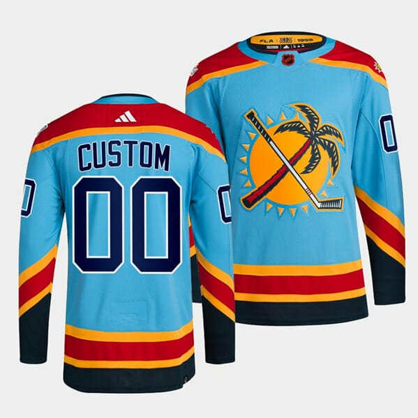 Custom Florida Panthers Hockey Jersey Name and Number Blue 2022 Reverse Retro