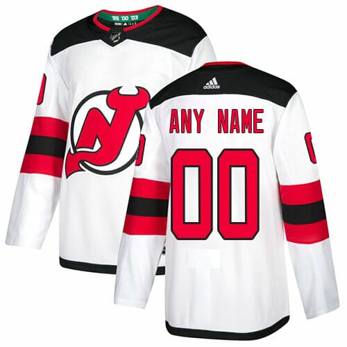Custom Hockey Jerseys New Jersey Devils Name and Number White 1