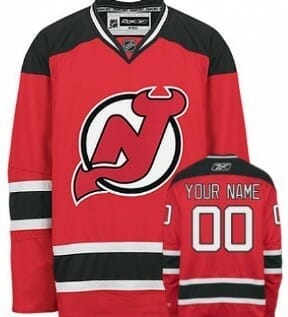 Custom Hockey Jerseys New Jersey Devils Name and Number Red with Green