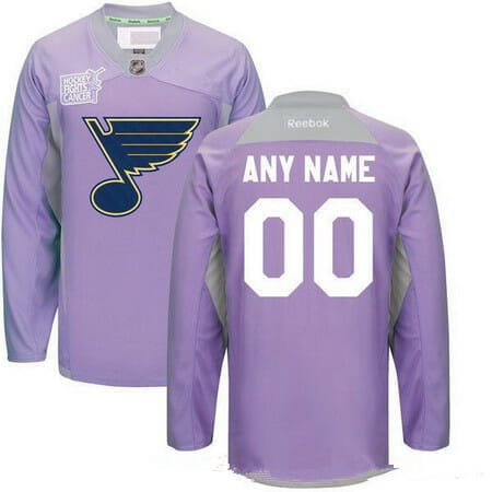 Custom Hockey Jerseys St Louis Blues Jersey Name and Number Purple Pink Fights Cancer Practice