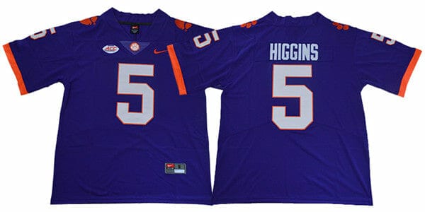 Clemson Tigers Jersey Tee Higgins #5 College Football Purple