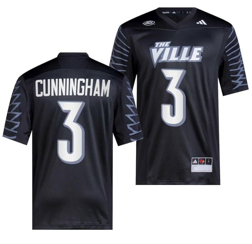 Louisville Cardinals Jersey Malik Cunningham #3 College Football 2023 Premier Black