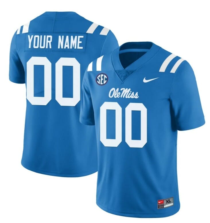 Custom Ole Miss Rebels Jersey Name and Number College Football All Stitched Light Blue