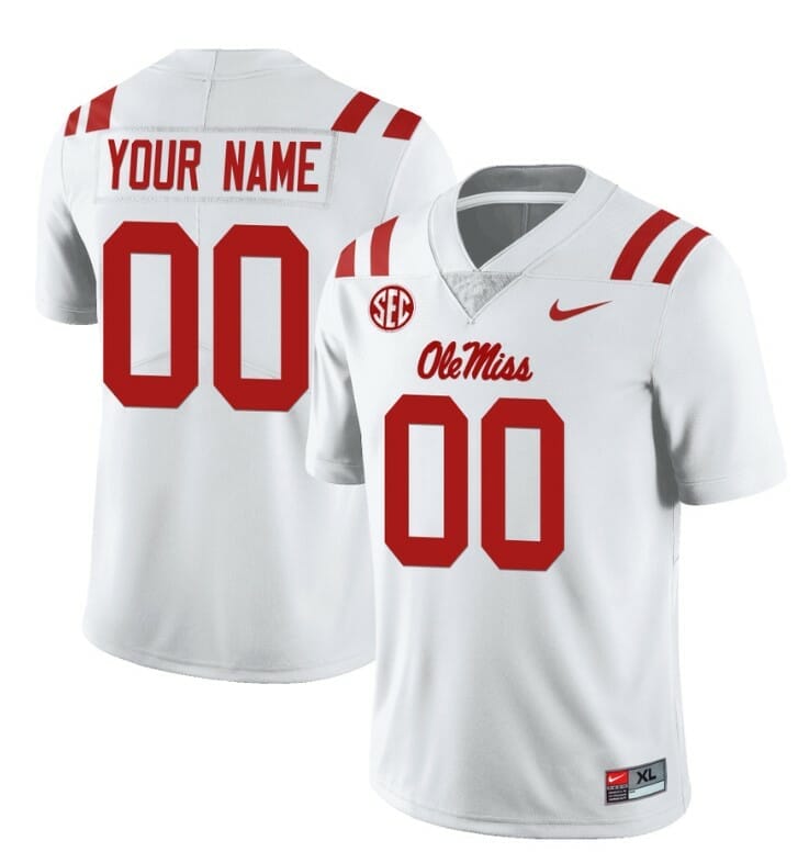 Custom Ole Miss Rebels Jersey Name and Number College Football All Stitched White