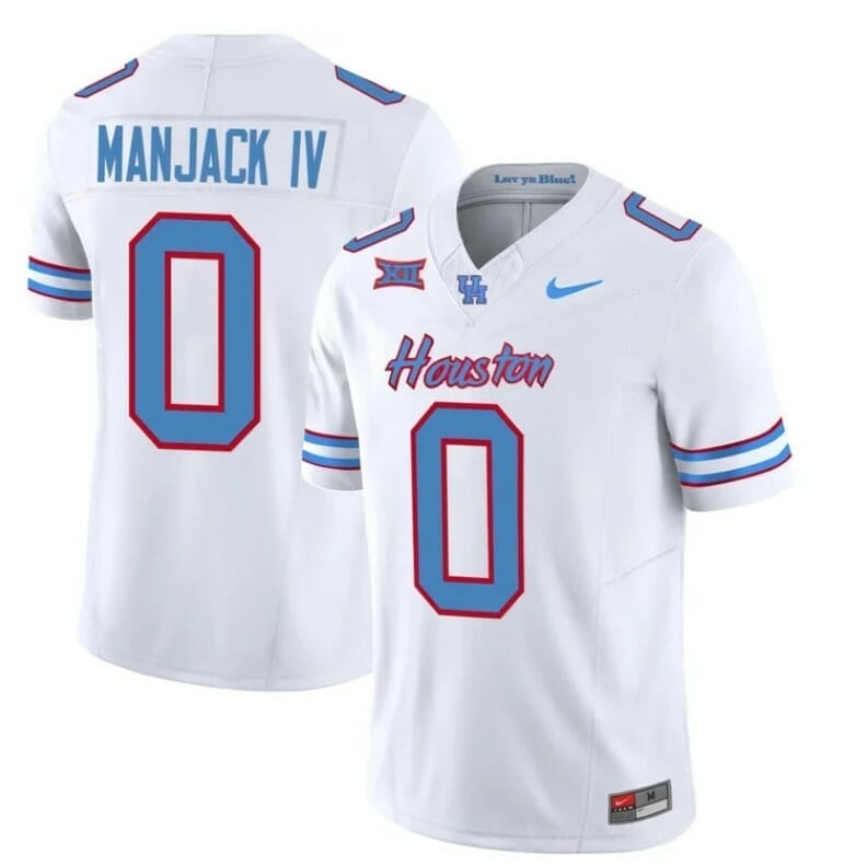 Houston Cougars Oilers Jersey Manjack IV #0 Inspired Vapor College Football 2023 All Stitched Red
