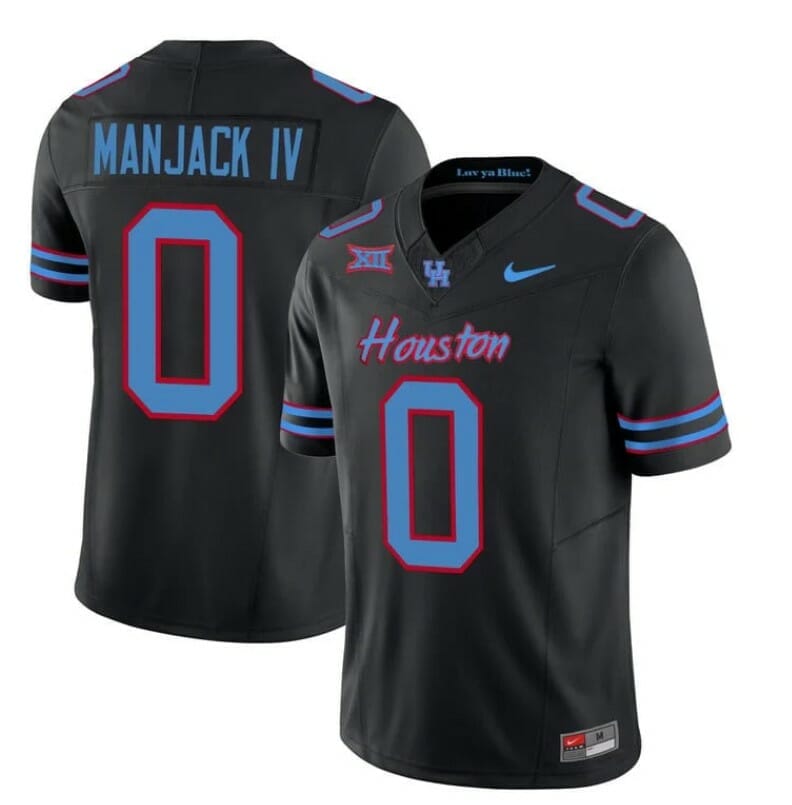 Houston Cougars Oilers Jersey Manjack IV #0 Inspired Vapor College Football 2023 All Stitched Red