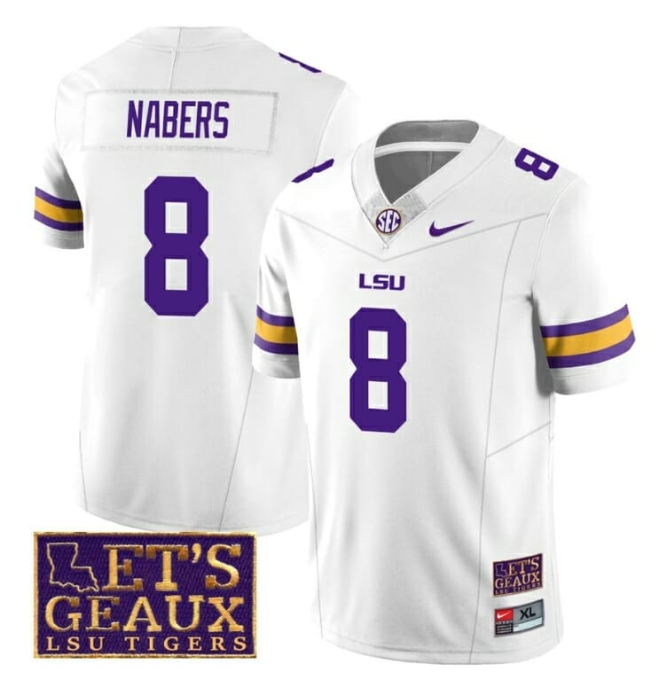Hot] Buy New Malik Nabers Jersey #8 Let's Geaux Patch White