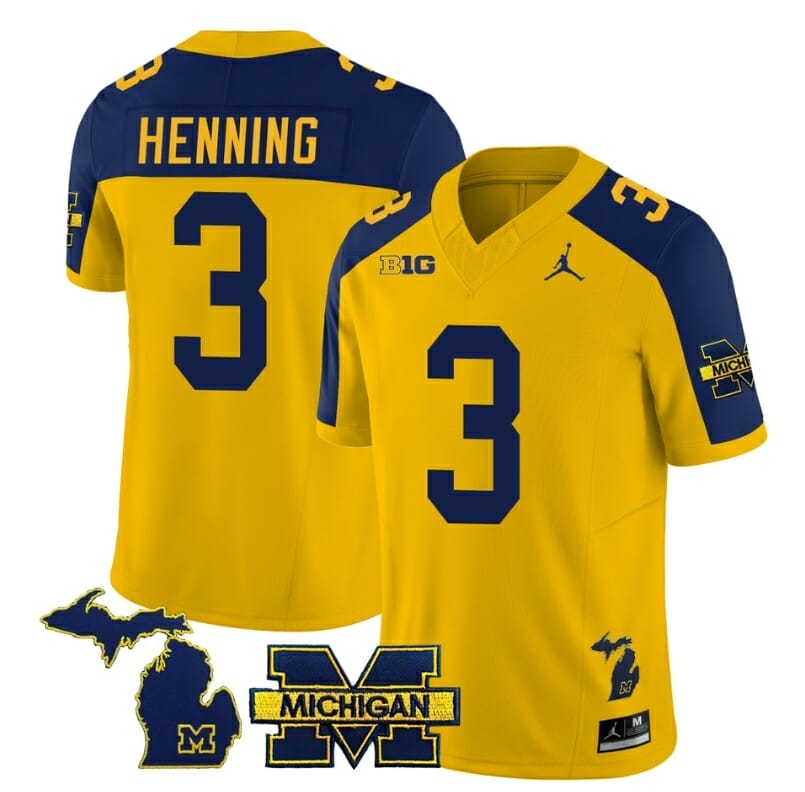 AJ Henning Jersey Michigan Wolverines #3 Special College Football 2023 Stitched Maize Alternate