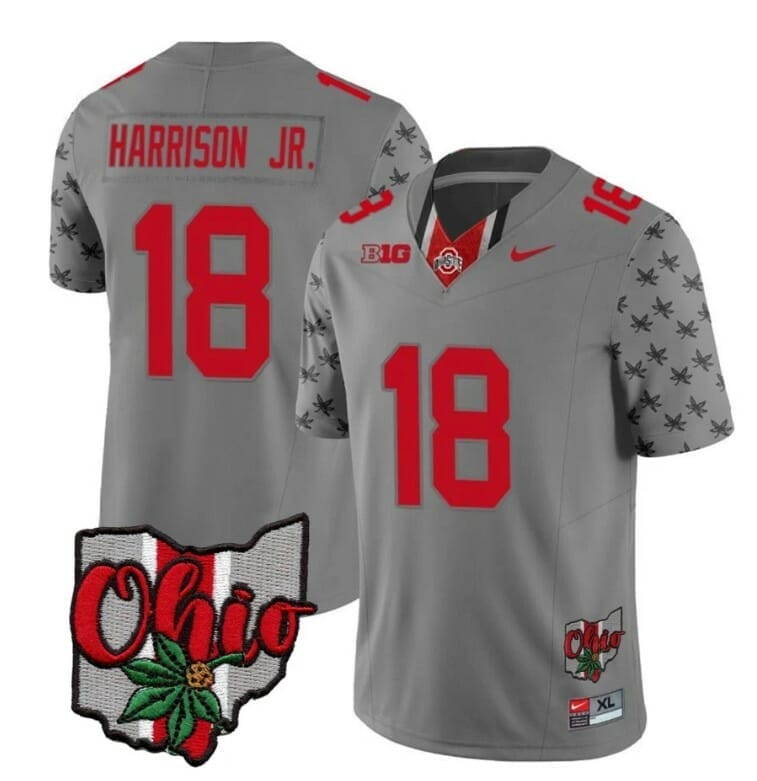 Hot] New Marvin Harrison Jr Jersey #18 Ohio State Alternate Gray Limited  Football