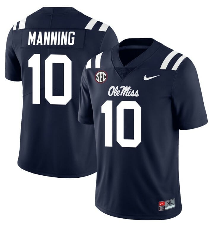 Eli Manning Jersey Ole Miss Rebels #10 College Football All Stitched Navy